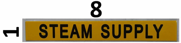 STEAM SUPPLY SIGN (STICKER 1X8) YELLOW-(ref062020)