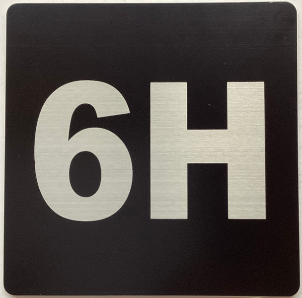 Apartment number 6H signage