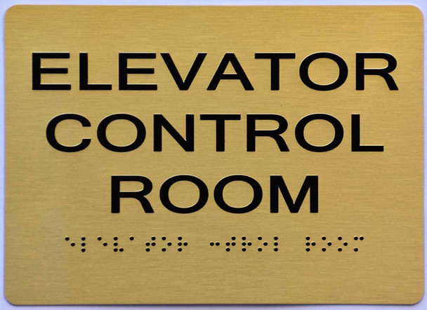 ELEVATOR CONTROL ROOM SIGN ADA GOLD