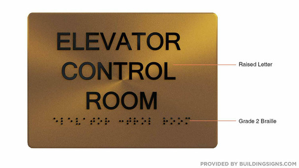 Elevator Control Room Sign -Gold,