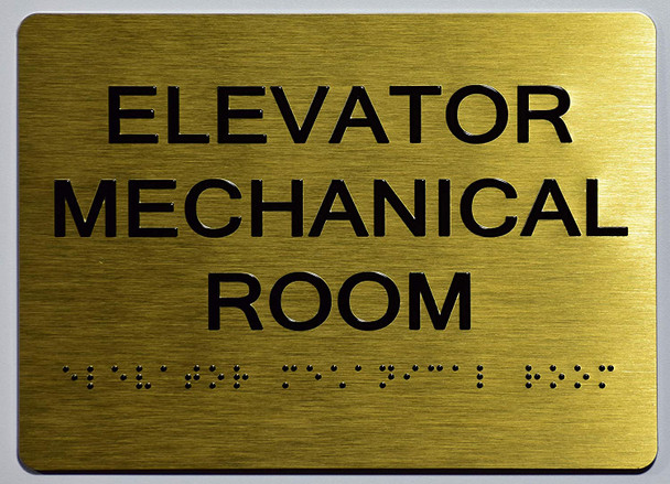 SIGNS ELEVATOR MECHANICAL ROOM Sign 5X7 ADA-GOLD-(ref062020)