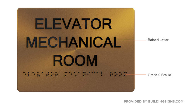 Elevator Mechanical Room Sign-Gold