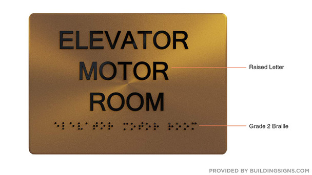 Elevator Motor Room Sign-Gold,