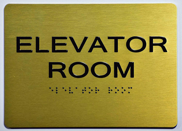 SIGNS ELEVATOR ROOM SIGN 5X7 ADA GOLD