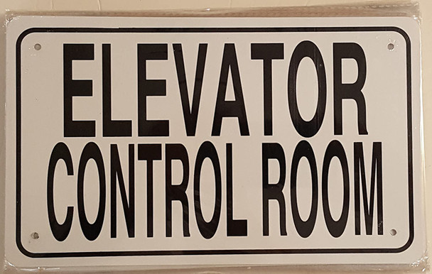 ELEVATOR CONTROL ROOM SIGN- WHITE ALUMINUM