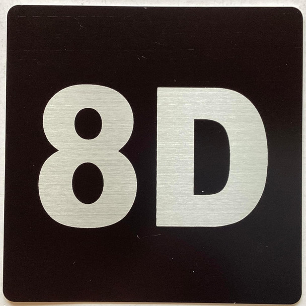 Apartment number 8D sign - UNIT NUMBER 8D SIGN/SUITE 8D SIGN (BLACK, SIZE 4x4 inch, DOUBLE SIDED TAPE) -Broadway Line REF24818
