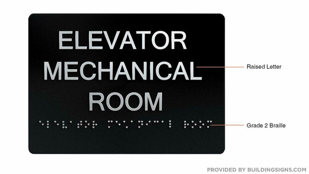 Elevator Mechanical Room Sign Black ,