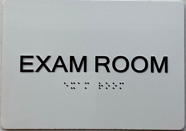 Sign Exam room  with Raised letters,Grade 2 Braille white, Tacticle , double sided tape- The sensation line (EXAM ROOM)