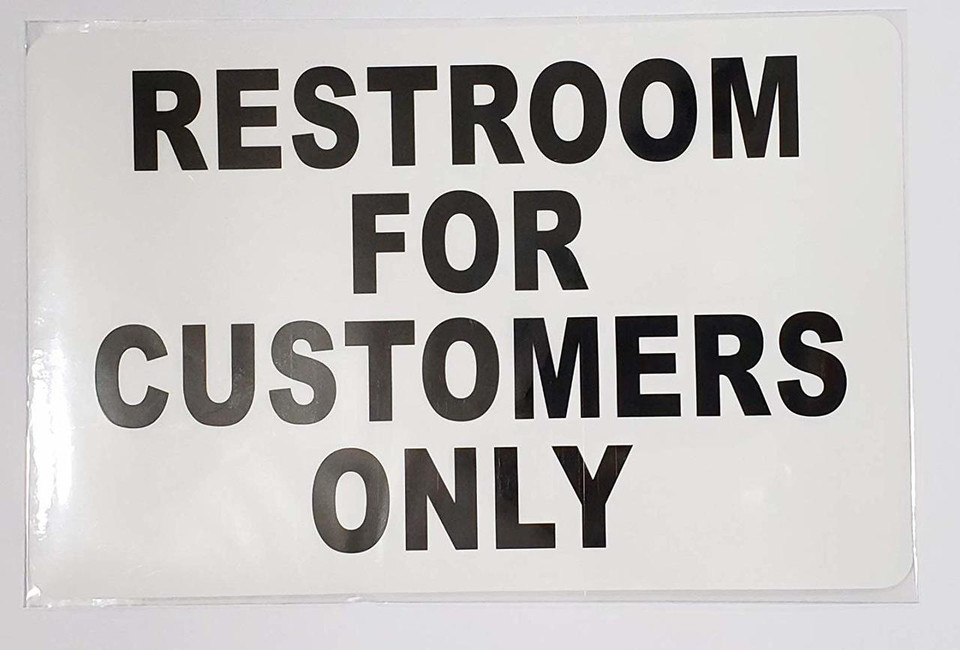 2 PCS Sticker Restroom for Customer ONLY Sign (PVC Sticker, White 5.5x8.5 inch FIRE