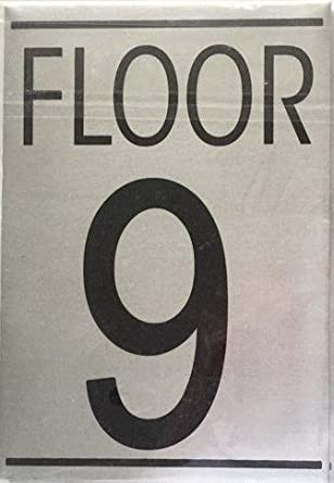 FLOOR NUMBER NINE (9) SIGN - BRUSHED ALUMINUM- Delicato line - BUILDING ...