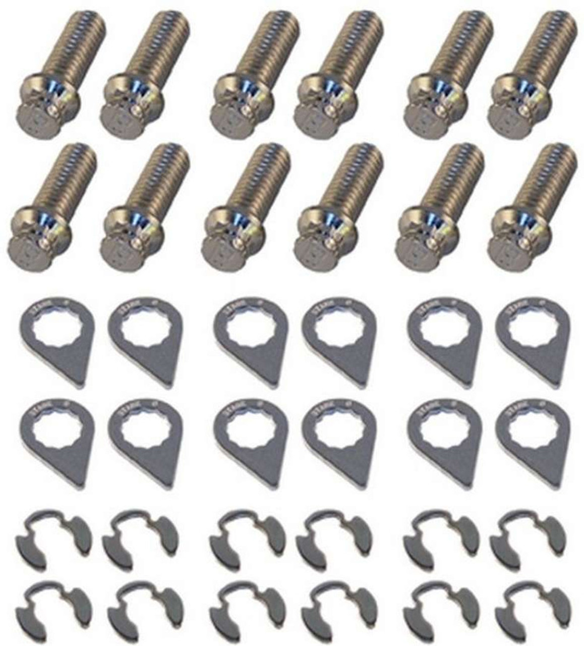 Stage 8 AMC V8 Locking Header Bolt Kit - 12pt Head Nickel Plated (5/16-18x1 & 3/8-16x1 bolts)