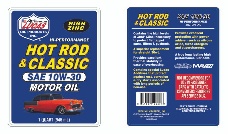 Lucas Oil Hot Rod & Classic Car 10W30 Motor Oil