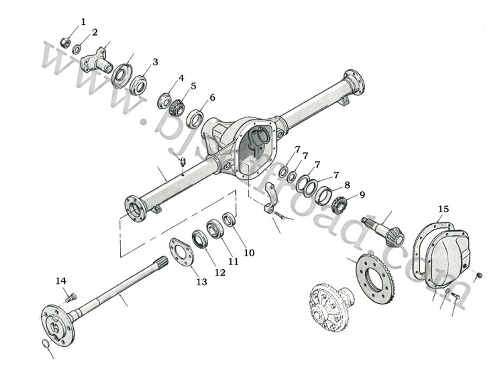 Small Parts for Dana 44 and Dana 53 Rear Axles with Flanged Axle Shafts