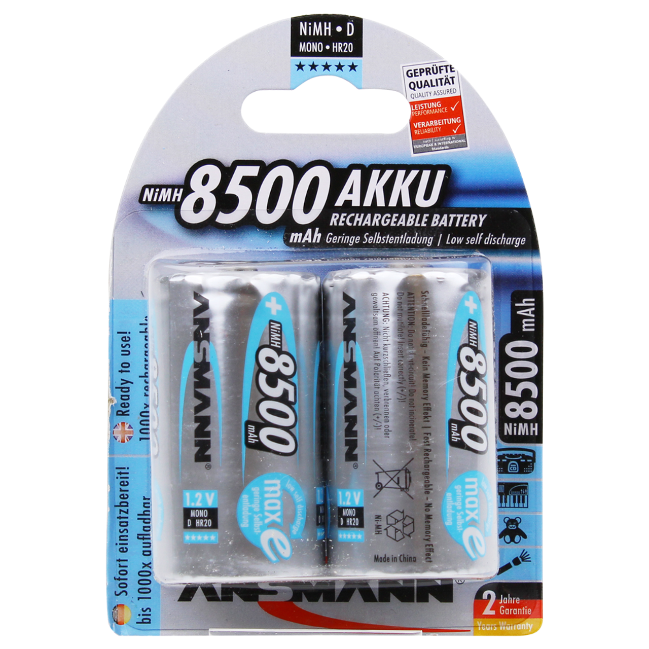 Ansmann MaxE Pre-charged 8500mAh D Rechargeables (2 Pack)