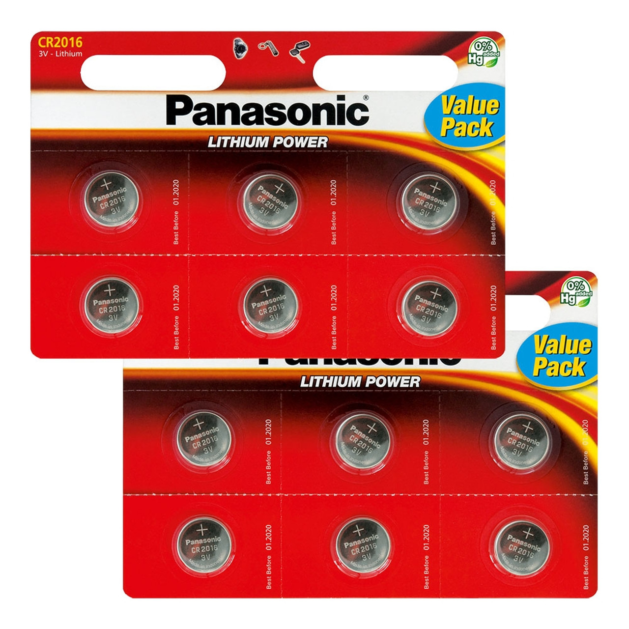 One (1) Twin Pack (2 Batteries) Panasonic Cr2016 Lithium Coin Cell Battery  3V