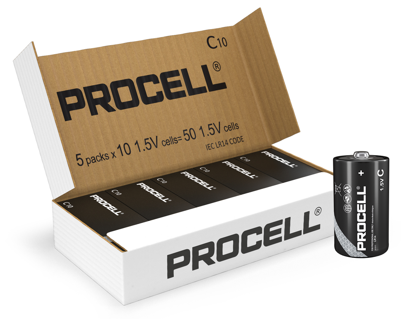 Duracell 50 Duracell Procell AA Size 1.5V  LR6 Alkaline Professional Performance Battery 