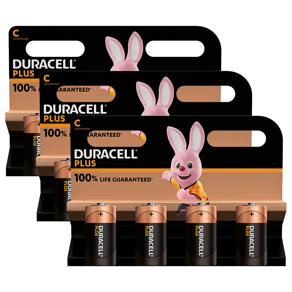 Duracell Plus C LR14 Batteries | 12 Bulk Pack