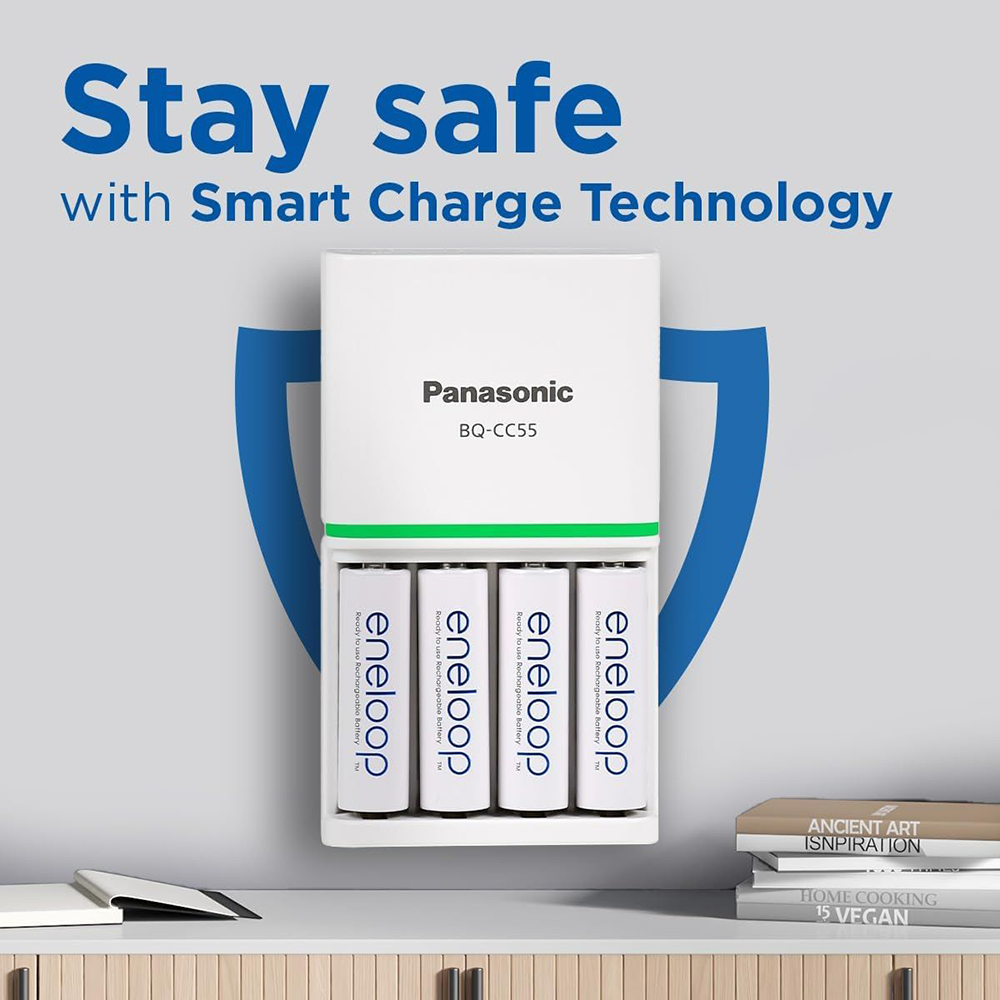 Caricabatterie Panasonic Eneloop SmartPlus - Per 4 Batterie AA/AAA, Con LED E Sicurezza, Include Batterie - Foto 9