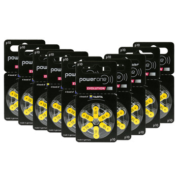 PowerOne Evolution Size 10 | Yellow | Hearing Aid Batteries | 60 Pack