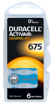 Duracell Activair Size 675 | Blue | Easytab  Hearing Aid Batteries | 6 Pack Duracell Activair Size 675 | Blue | Easytab  Hearing Aid Batteries | 6 Pack