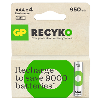 GP ReCyko+ AAA HR03 950mAh Rechargeable Batteries | 4 Pack