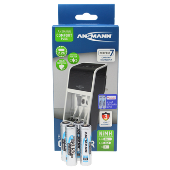 Chargeur de batterie NiMH Ansmann 1001-0094-44-520, recharge 4 piles 9V,  AA, AAA, avec prise UK
