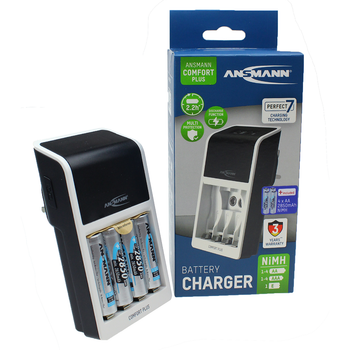 Chargeur de batterie NiMH Ansmann 1001-0094-44-520, recharge 4 piles 9V,  AA, AAA, avec prise UK