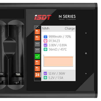 ISDT N24 24-Slot 48W Smart Fast Charger for AA AAA Rechargeable Batteries