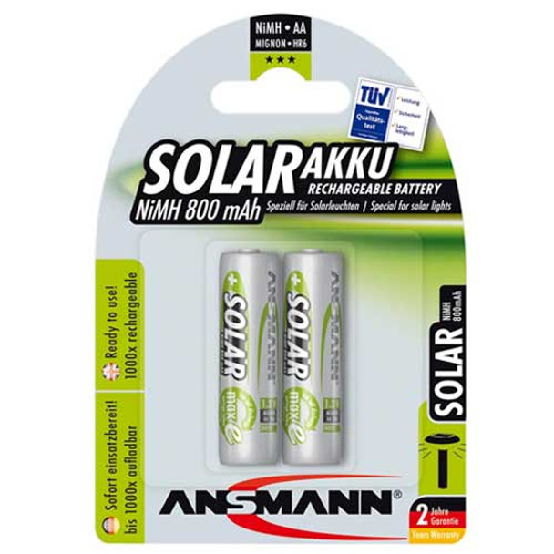 Ansmann Solar Garden Lights 800mAh AA HR6 Rechargeable Batteries | 2 Pack