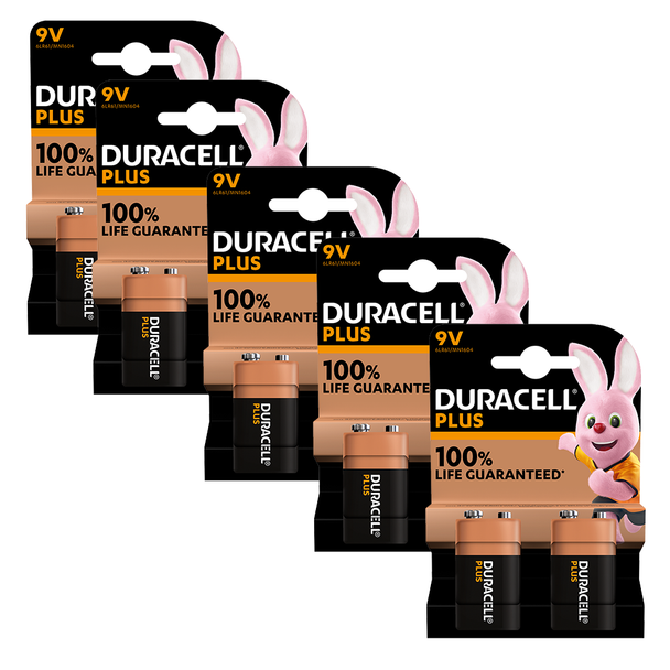 Duracell Plus 9V PP3 6LR61 Batteries Bulk | 10 Pack