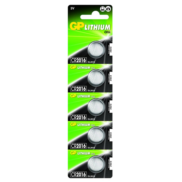 GP CR2016 Coin Cell Batteries | 5 Pack