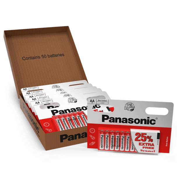 Panasonic Zinc AA LR6 Batteries | 50 Pack