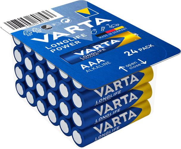 Varta Longlife Power AAA LR03 Alkaline Batteries | 24 Pack