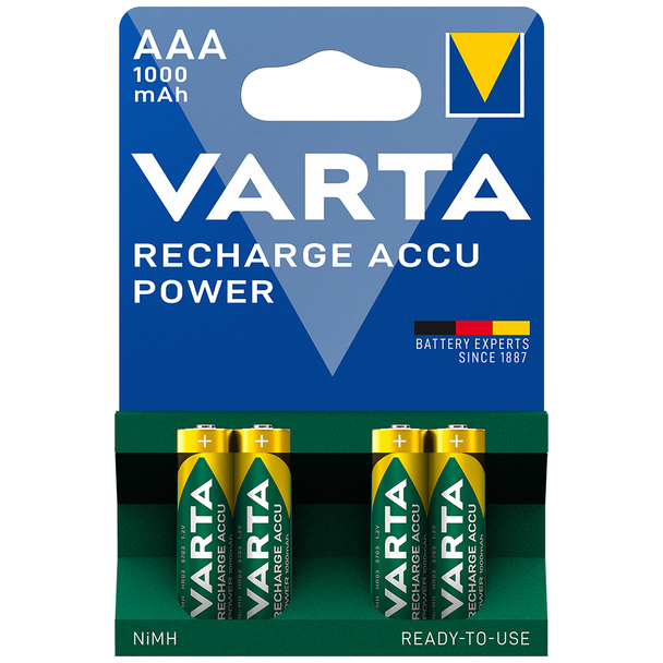 Varta Accu AAA HR03 1000mAh Rechargeable Batteries | 4 Pack