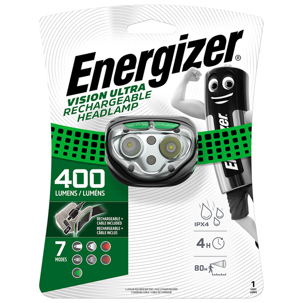 Energizer Vision Ultra HD Rechargeable Headlight | 400 Lumens