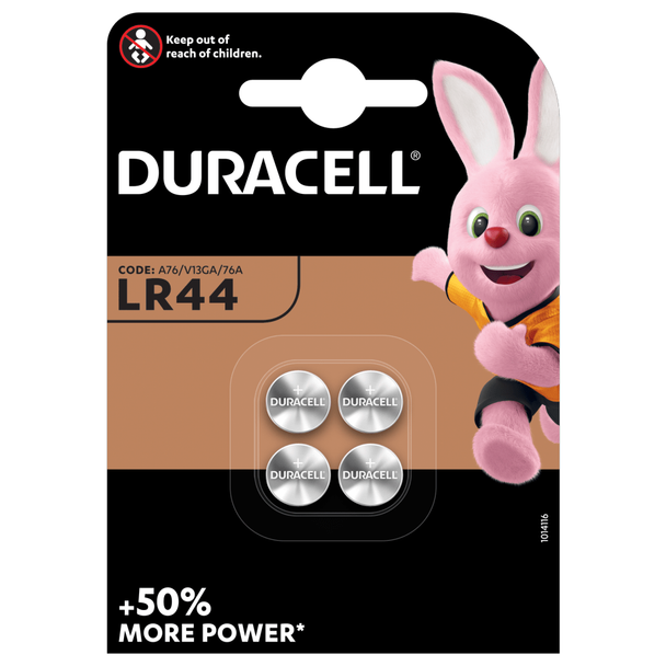 Duracell LR44 A76 V13GA Button Cell Batteries | 4 Pack