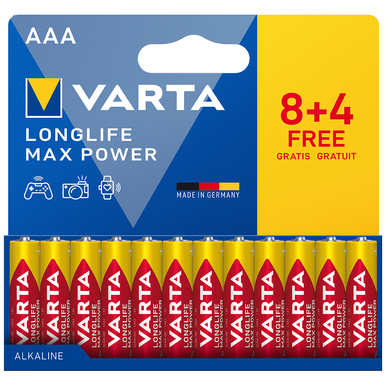 Varta Alkaline-Batterien AAA – 8 Stück (6+2 Gratis), Long Life Power / High Energy