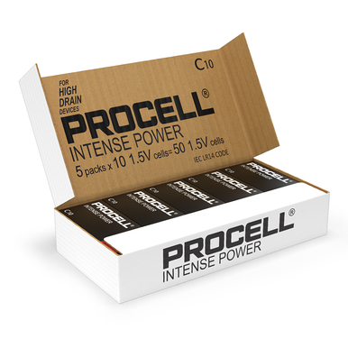 10 stuks Duracell Procell Intense Baby C, LR14 in een doos, voor