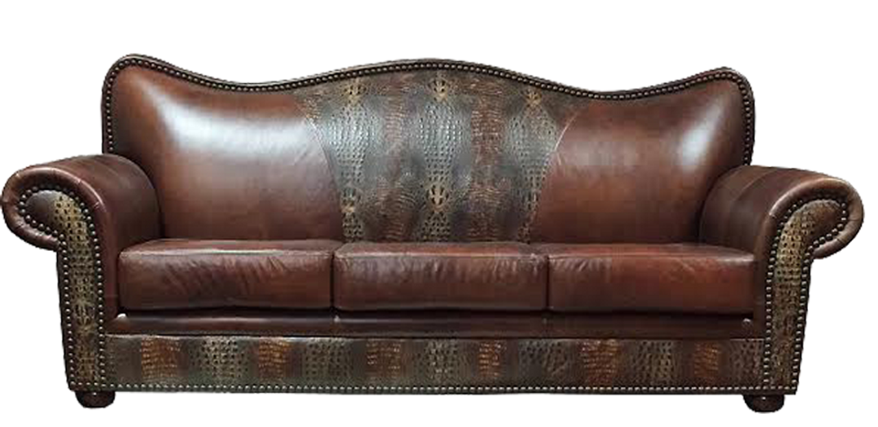 Croc Accent Leather Sofa, Western Furniture