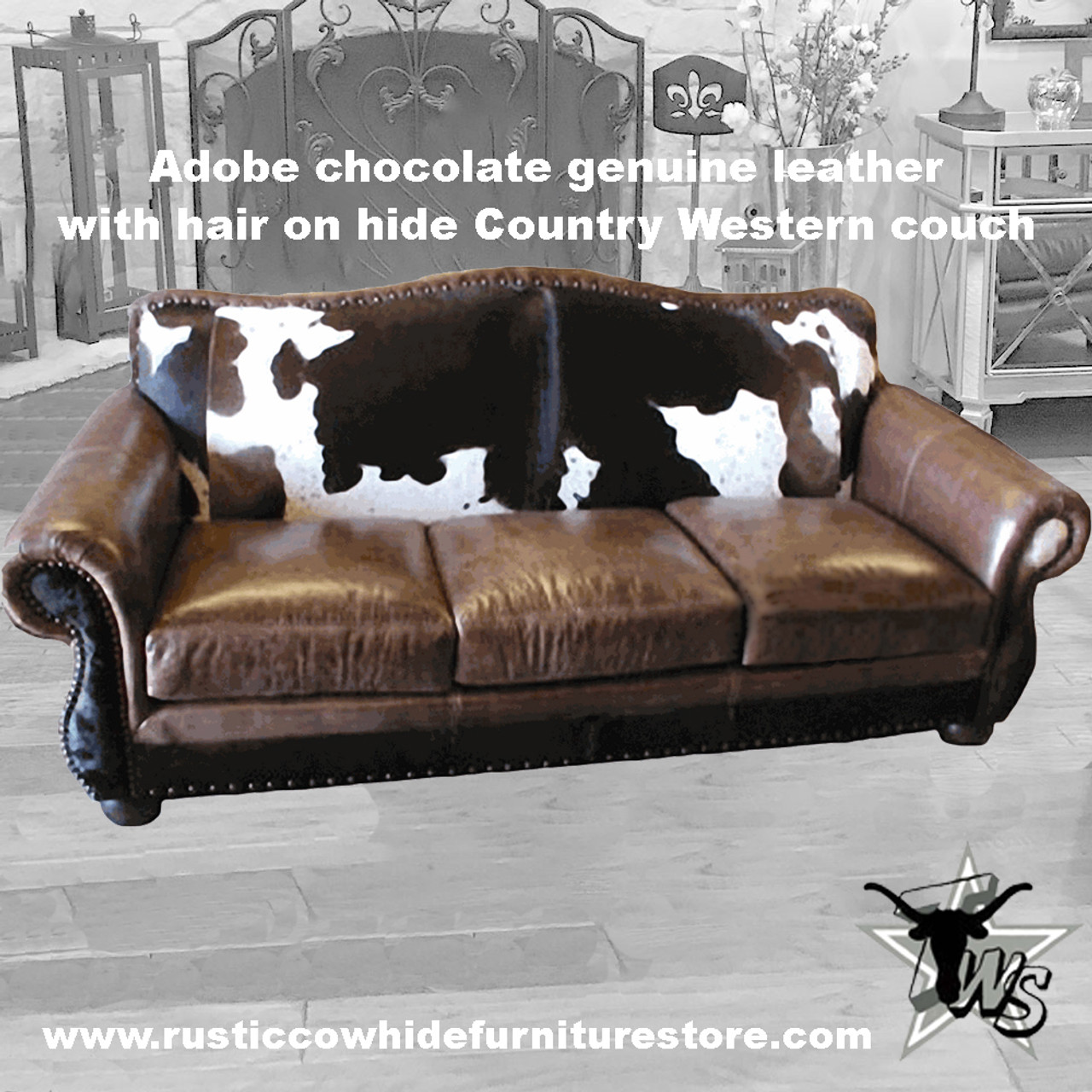 Cowhide shop leather couch