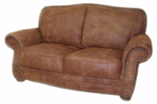 Country Western All Leather Loveseat