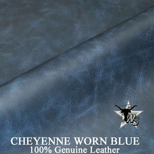 cheyenne-worn-blue 100% leather for log cabin and lodge furniture