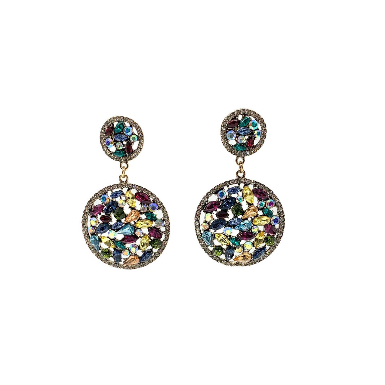 pels radius Springe Multi-Colored Rhinestone Earrings - Dazzling Desires