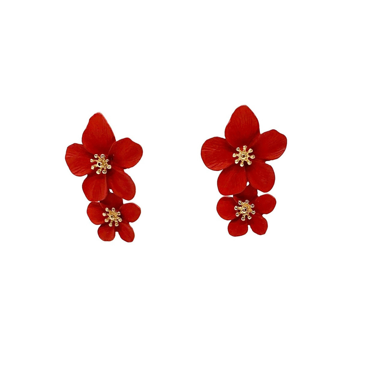 Buy Red Handcrafted Silver Flower Earrings | ARSE270/ARDI2 | The loom