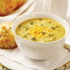 Broccoli Cheddar (16 oz.): a creamy soup with hints of garlic, featuring chunks of broccoli, sweet onions, and sharp Cheddar cheese