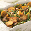 Vegetable Potato Medley (1 lb. each): par-fried potato rounds mixed with tender asparagus, button mushrooms, and green beans, then flavored with oil, parsley, and garlic