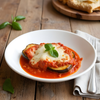 Plated vegetarian entree with marinara sauce from the SendaMeal vegetarian meal bundle