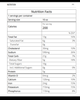 Nutrition facts and ingredients label for Roasted Vegetable Lasagna with Marinara