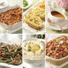 Holiday Side Dish Sampler featuring Sweet Potato Casserole, Mashed Potatoes, Twice Baked Potatoes, Green Bean Casserole, Stuffing, and Gravy delivered by SendaMeal.com