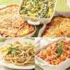 Five Italian Dinners gourmet frozen meal delivery bundle featuring Chicken Florentine, Cheese Lasagna, Chicken Parmesan, Linguini with Clam Sauce, and Sausage Tortelloni by Send A Meal